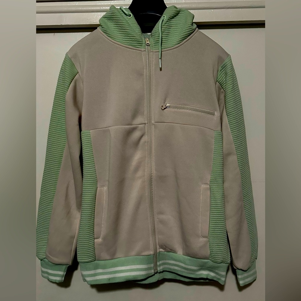 Mint and tan color hoodie size M
